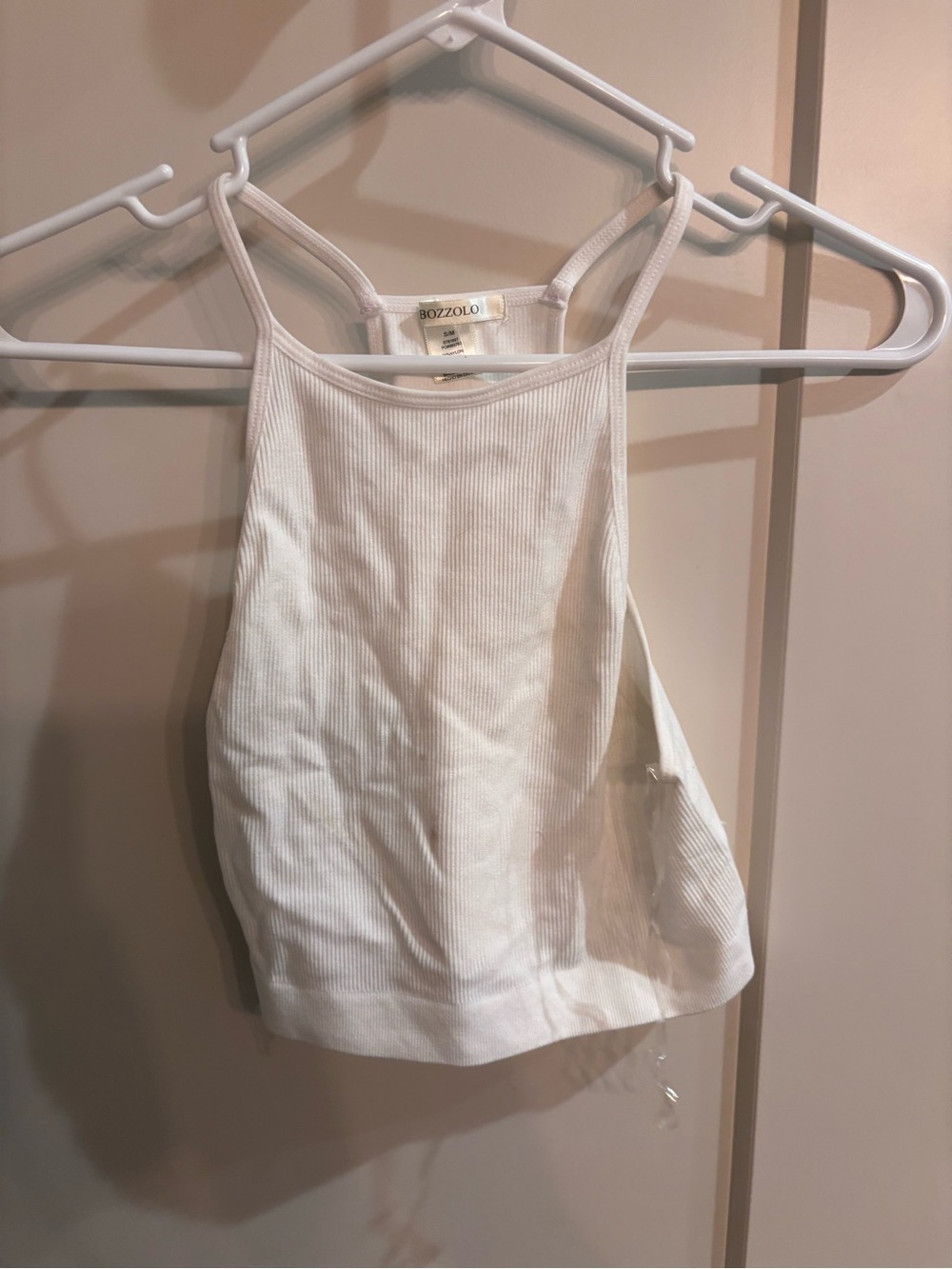 Bozzolo Cream Ribbed Racerback Tank